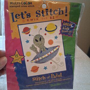 Bucilla Vintage 2000 Y2K Alien UFO Stitch Paint Cross Stitch kit 6 fun crafts